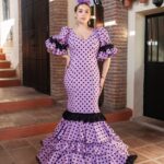 Traje de Flamenca Morado y Negro - Estilo Sirena