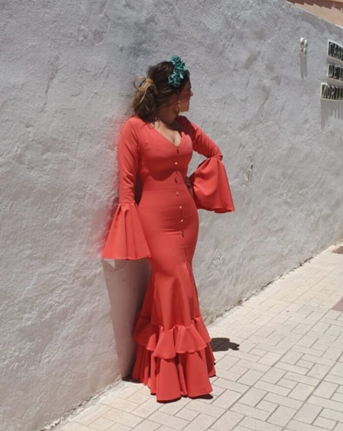 Traje de flamenca Modelo Coral feria - Imagen 4