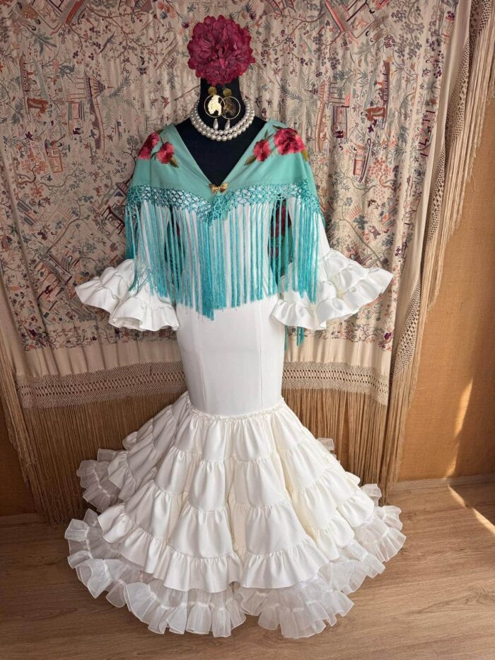 Traje de Flamenca Modelo Taranta rosa - Imagen 4
