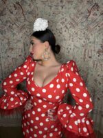 TRAJE DE FLAMENCA ROJO LUNAR BLANCO MODELO AGATA - Imagen 3
