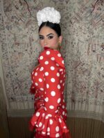 TRAJE DE FLAMENCA ROJO LUNAR BLANCO MODELO AGATA - Imagen 4