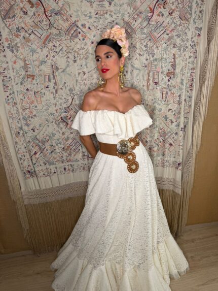 VESTIDO DE FLAMENCA MODELO ALHELI marfil