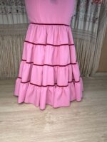 TRAJE DE FLAMENCA CANASTERO ROSA EMPOLVADO Y CINTA DE TERCIOPELO - Imagen 4