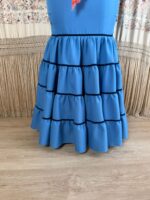 TRAJE DE FLAMENCA CANASTERO ECONOMICO AZUL DUCADO Y CINTAS DE TERCIOPELO - Imagen 3