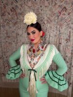 VESTIDO DE FLAMENCA MODELO CANASTERO VERDE MENTA - Imagen 3