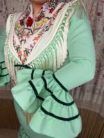VESTIDO DE FLAMENCA MODELO CANASTERO VERDE MENTA - Imagen 2