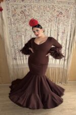TRAJE DE FLAMENCA MARRON CHOCOLATE MODELO CARACOLES