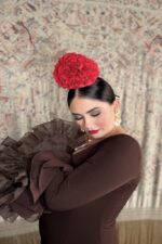 TRAJE DE FLAMENCA MARRON CHOCOLATE MODELO CARACOLES - Imagen 2