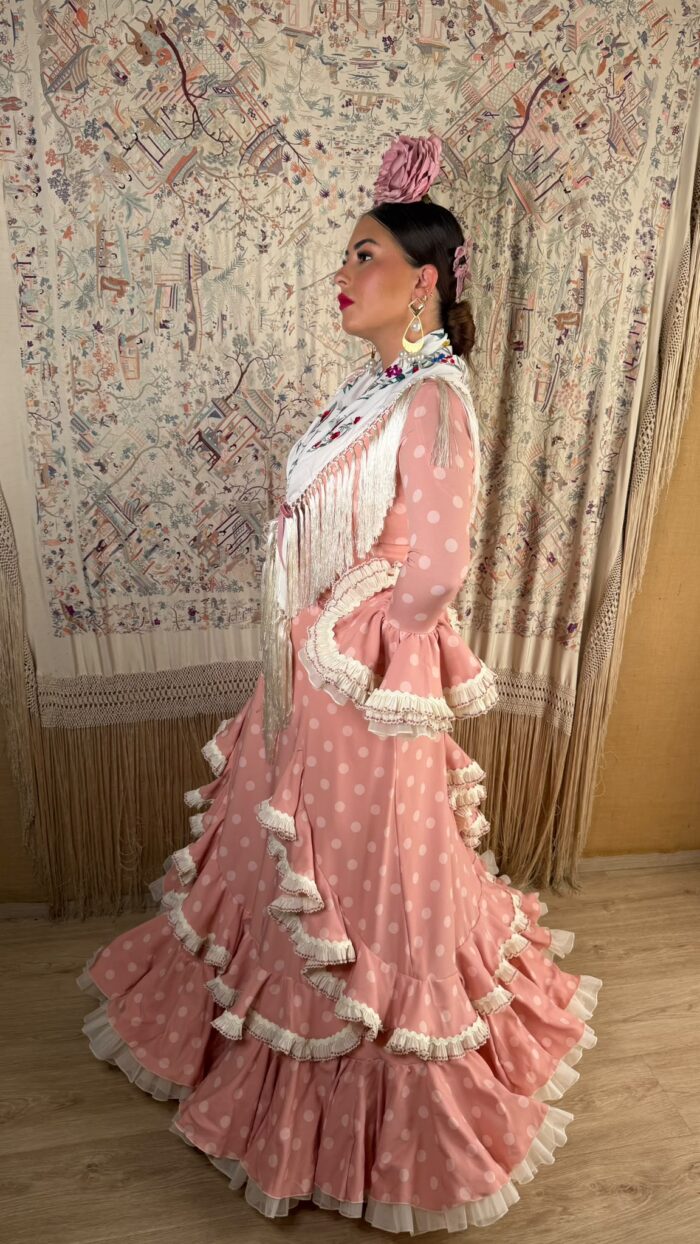 TRAJE DE FLAMENCA ROSA MODELO DULCE - Imagen 4