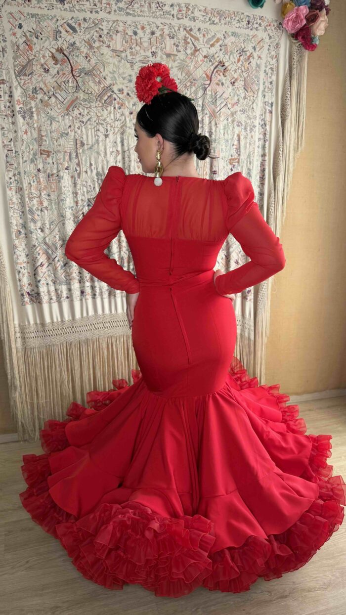 TRAJE DE FLAMENCA MODELO ENSUEÑO ROJO - Imagen 2