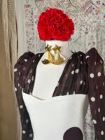 VESTIDO DE FLAMENCA ENSUEÑO BEIG LUNAR MARRON CHOCHOLATE - Imagen 5
