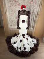 VESTIDO DE FLAMENCA ENSUEÑO BEIG LUNAR MARRON CHOCHOLATE - Imagen 3
