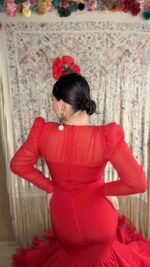TRAJE DE FLAMENCA MODELO ENSUEÑO ROJO - Imagen 3