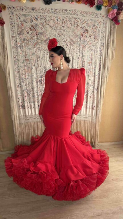 TRAJE DE FLAMENCA MODELO ENSUEÑO ROJO