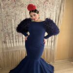 TRAJE DE FLAMENCA MODELO GRANELA AZUL MARINO