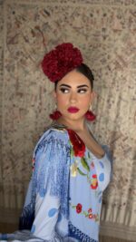 Traje de flamenca Modelo Mediterraneo celeste lunar - Imagen 7