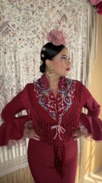 TRAJE DE FLAMENCA BURDEOS MODELO ELENA - Imagen 4