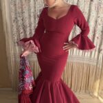 TRAJE DE FLAMENCA BURDEOS MODELO ELENA
