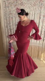 TRAJE DE FLAMENCA BURDEOS MODELO ELENA