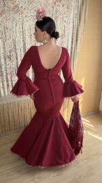 TRAJE DE FLAMENCA BURDEOS MODELO ELENA - Imagen 2