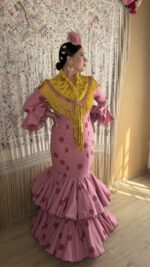 TRAJE DE FLAMENCA ROSA NUDE LUNAR MODELO ESPIGA - Imagen 3