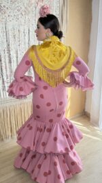 TRAJE DE FLAMENCA ROSA NUDE LUNAR MODELO ESPIGA - Imagen 5