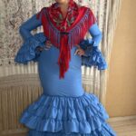 TRAJE DE FLAMENCA CANASTERO AZUL MODELO FARRUCA