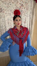 TRAJE DE FLAMENCA CANASTERO AZUL MODELO FARRUCA - Imagen 3