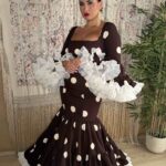 TRAJE DE FLAMENCA MODELO JARANA MARRON LUNAR BEIG