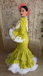 VESTIDO DE FLAMENCA MODELO SIGUA VERDE LIMA CON LUNAR BLANCO - Imagen 6