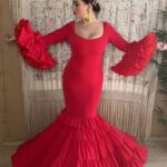 TRAJE DE FLAMENCA CANASTERO MODELO MEDITERRRANEO ROJO