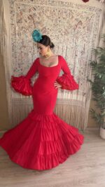TRAJE DE FLAMENCA CANASTERO MODELO MEDITERRRANEO ROJO - Imagen 5