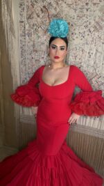 TRAJE DE FLAMENCA CANASTERO MODELO MEDITERRRANEO ROJO - Imagen 6