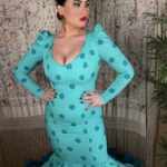 TRAJE DE FLAMENCA MODELO LUCERO VERDE AGUA LUNAR