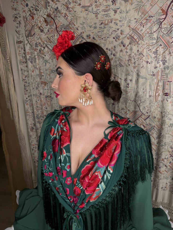TRAJE DE FLAMENCA VERDE BOTELLA MODELO ESPUMA - Imagen 4
