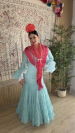 TRAJE DE FLAMENCA CANASTERO VERDE AGUA MODELO DESEO - Imagen 2