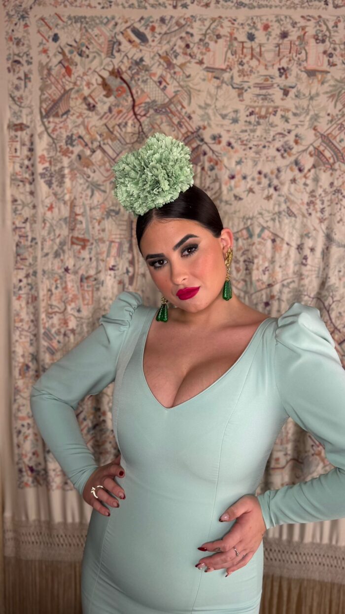 TRAJE DE FLAMENCA MODELO LUCERO VERDE MENTA - Imagen 7
