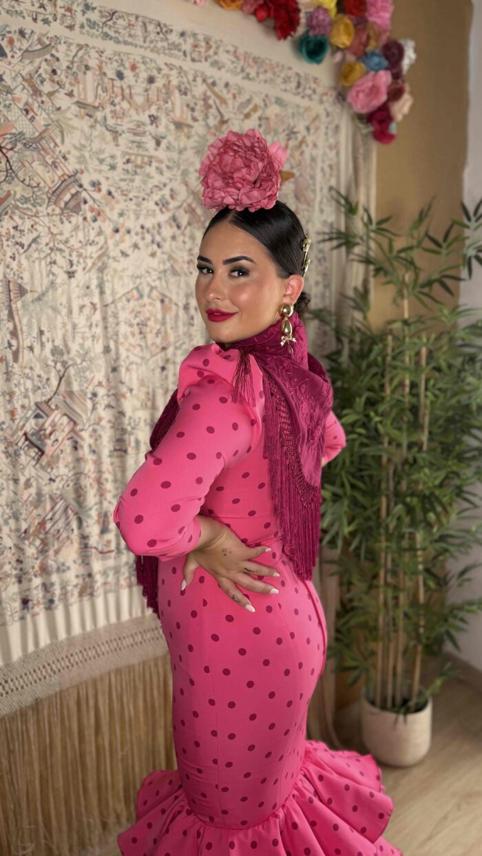 TRAJE DE FLAMENCA MODELO ADRIANA FUCSIA - Imagen 3