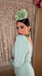 TRAJE DE FLAMENCA MODELO LUCERO VERDE MENTA - Imagen 5