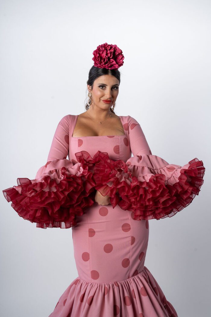 Traje de flamenca canastero Modelo Jarana rosa - Imagen 2