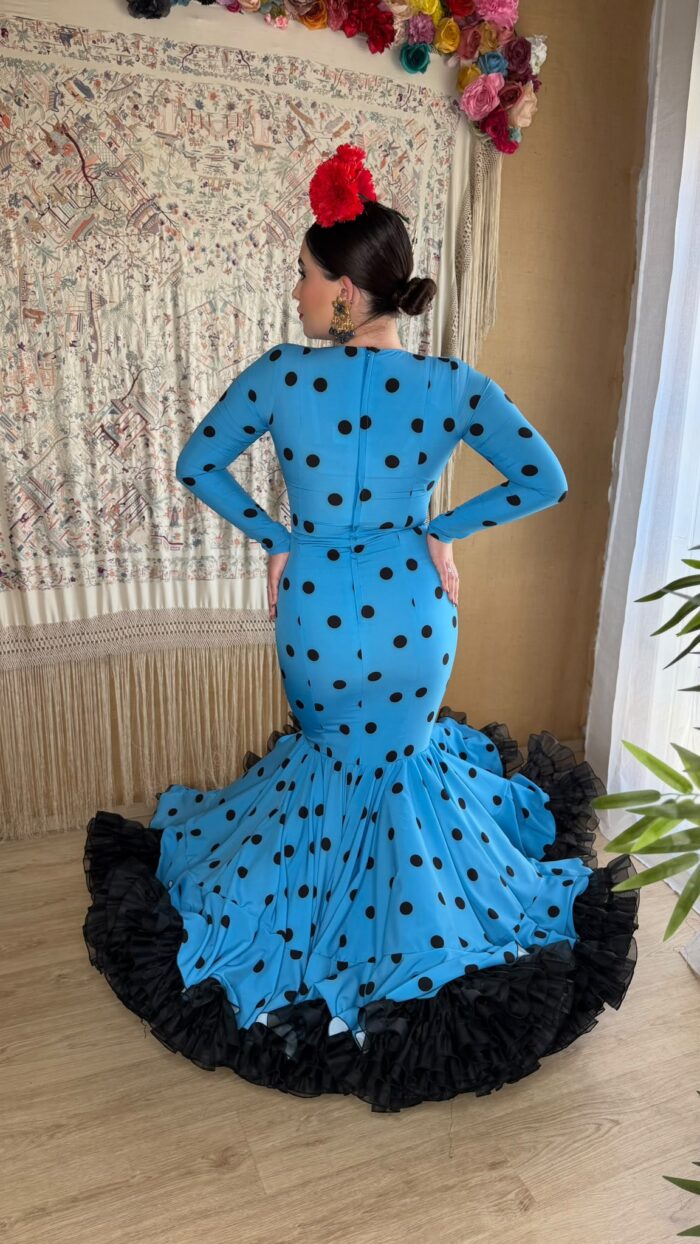 TRAJE DE FLAMENCA MODELO CORAL AGUA MARINA