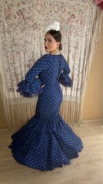 TRAJE DE FLAMENCA MODELO ROCIO AZUL LUNAR CELESTE espalda