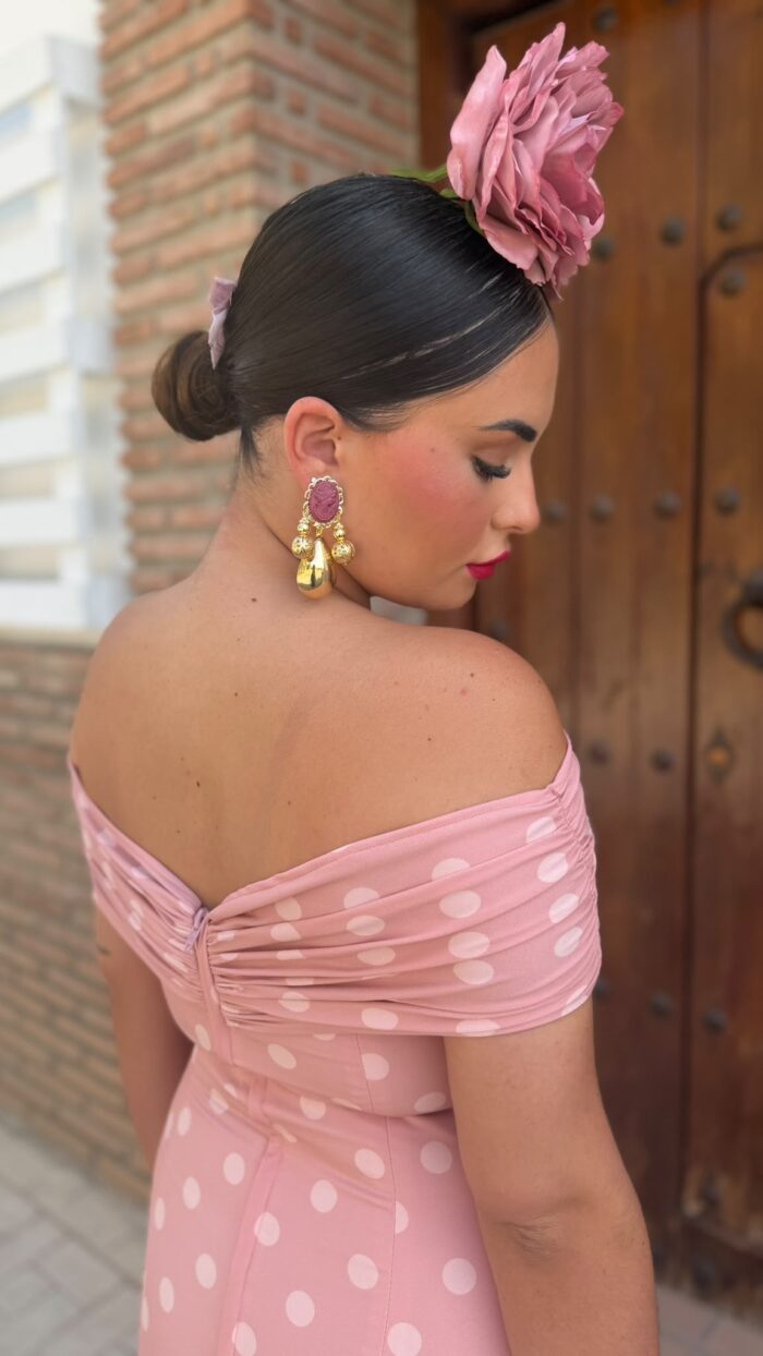 TRAJE DE FLAMENCA ROSA MODELO ZAHARA ESCOTE FRUNCIDO - Imagen 3
