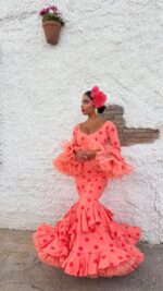 TRAJE DE GITANA CORAL LUNAR CORAL OSCURO MODELO SARAY