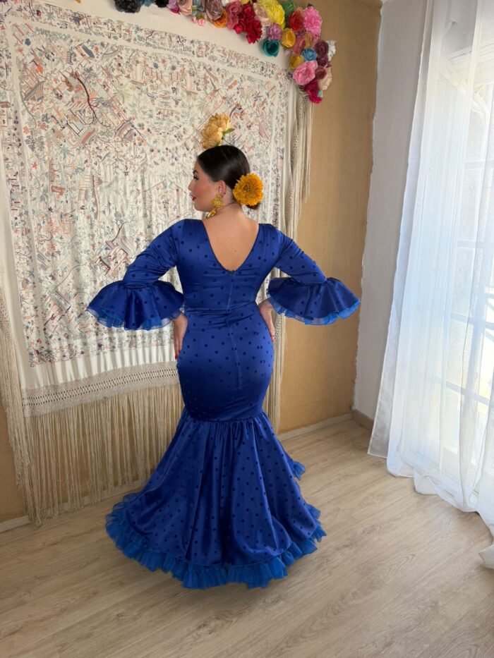 TRAJE DE FLAMENCA AZUL ELECTRICO - Imagen 2