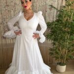 TRAJE DE FLAMENCA ALEGRÍA  PERFORADO BLANCO