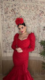 TRAJE DE FLAMENCA CANASTERO ROJO MODELO CARMELA - Imagen 2