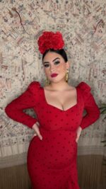 TRAJE DE FLAMENCA CANASTERO ROJO MODELO CARMELA - Imagen 3