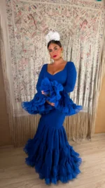 ilusion azul traje de flamenca liso