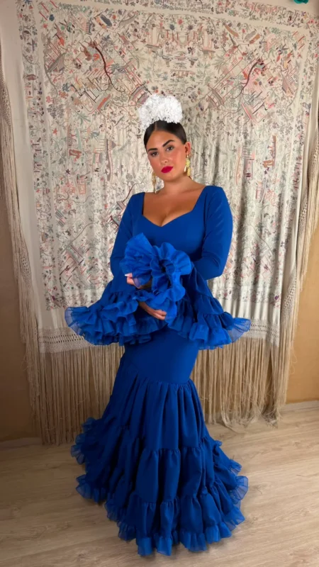 ilusion azul traje de flamenca liso